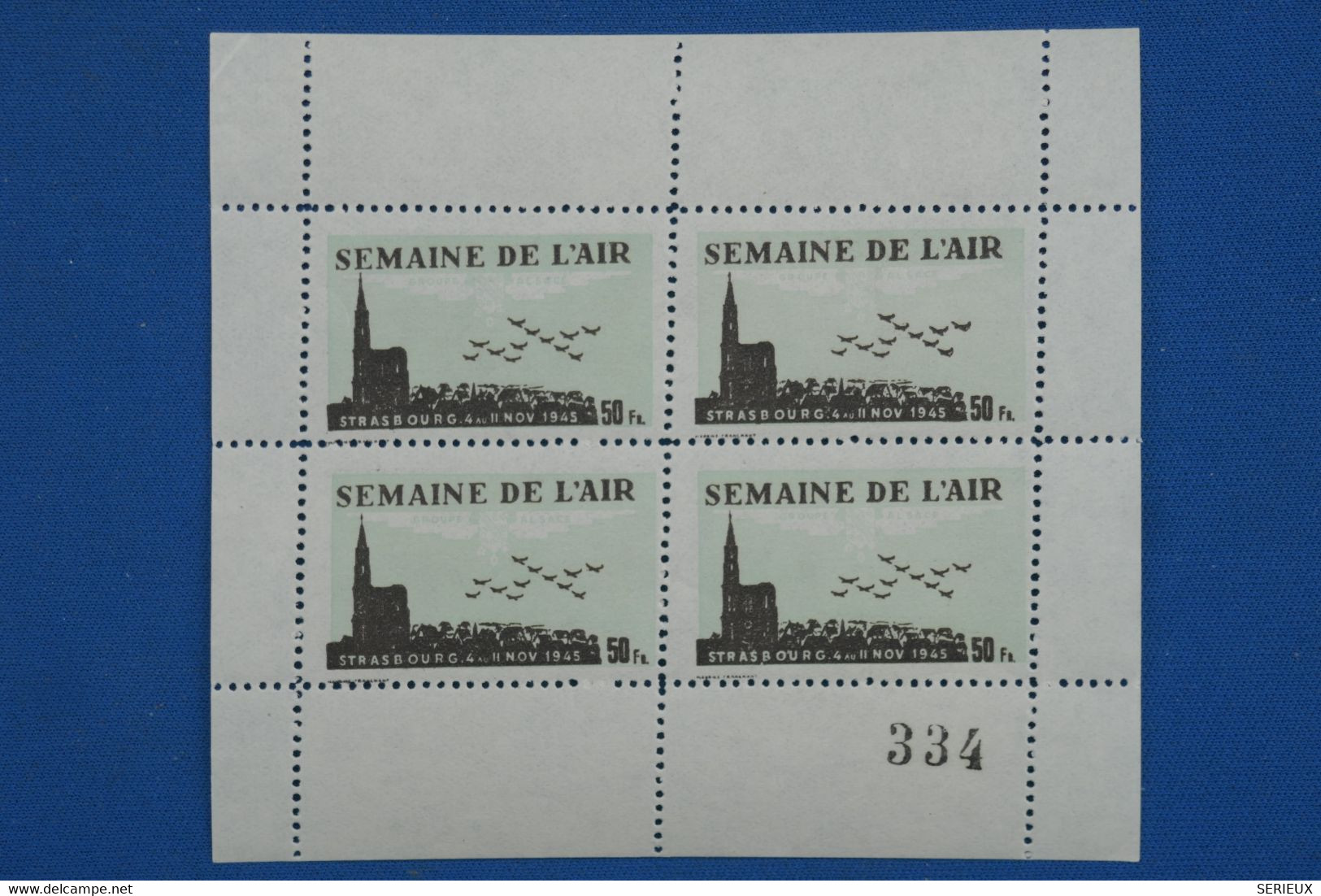 C1 FRANCE BEAU BLOC NEUF  1945 SEMAINE DE L AIR STRASBOURG 50 FR+ NUMEROTé+ +PAS COURANT ++ - Luftfahrt