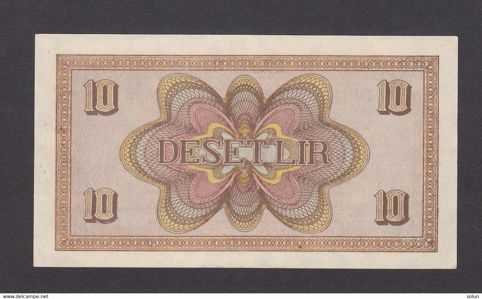 10 LIR  1944 PARTIZANSKI DENAR  DENARNI ZAVOD SLOVENIJE  WWII SLOVENIAN BANKNOTE - Slovénie