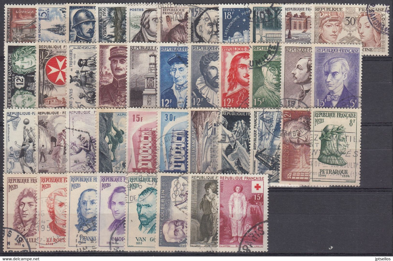 FRANCIA 1956 Nº 1050/1090 AÑO COMPLETO USADO 41 SELLOS - 1950-1959