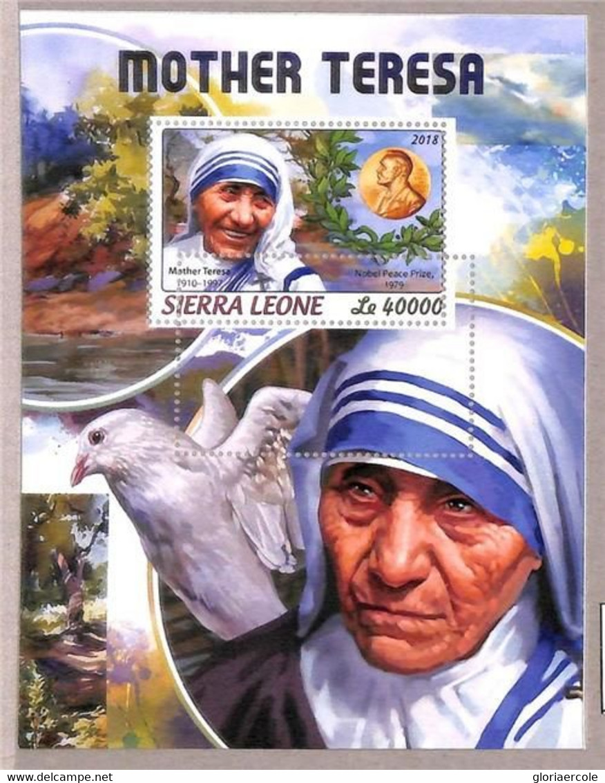 A4676 -SIERRA LEONE -ERROR MISPERF, Souvenir S: 2018 Mother Theresa, Nobel Prize - Madre Teresa