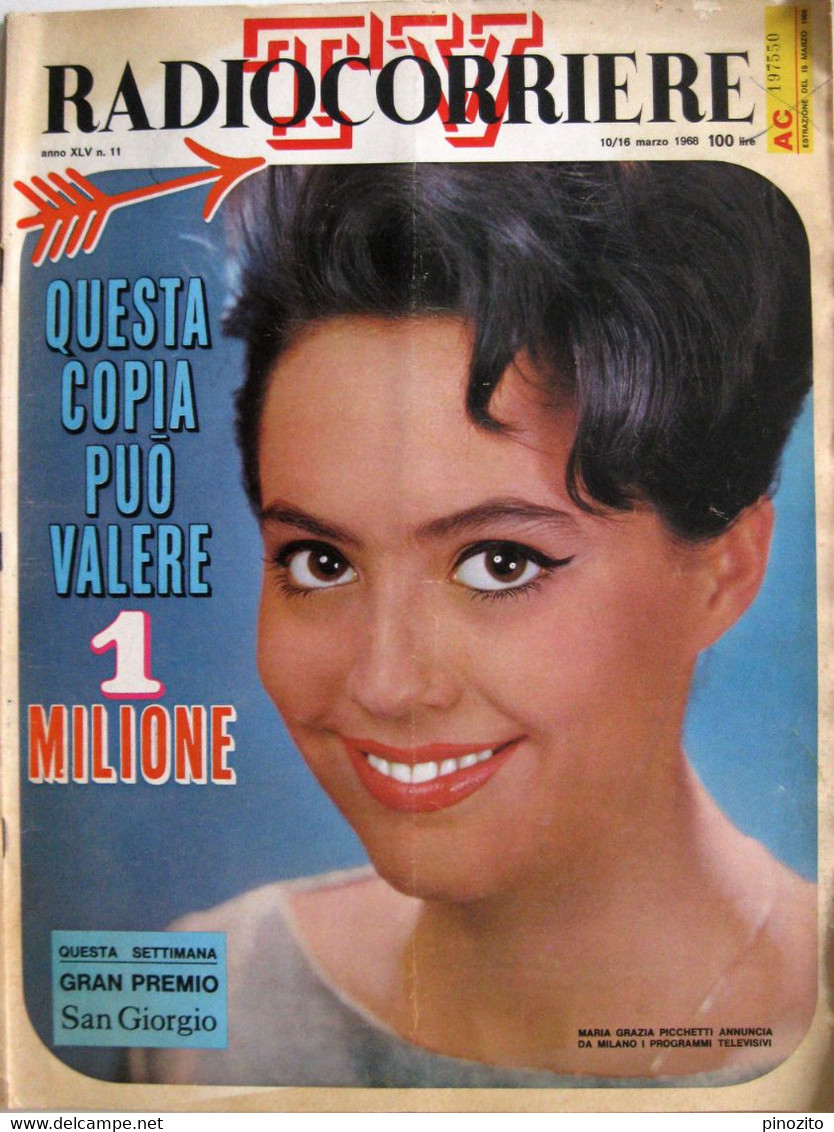 RADIOCORRIERE TV 11 1968 Maria Grazia Picchetti Bee Gees Giuliana Valci Mariolina Cannuli Robert Casadesus - Télévision