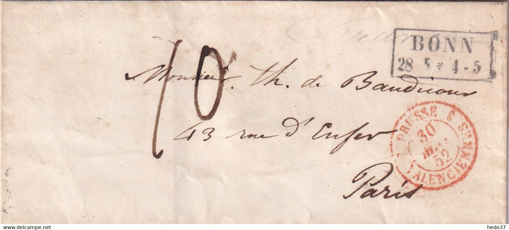 Allemagne Marque Postale - BONN 1852 - Sans Texte - Vorphilatelie