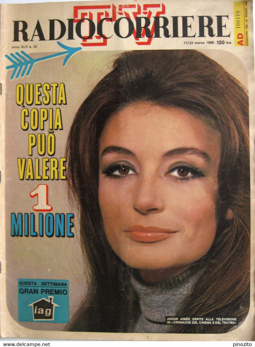 RADIOCORRIERE TV 12 1968 Anouk Aimée Catherine Spaak Marilù Tolo Carla Gravina Cesco Baseggio Victor Tretiakov - Télévision