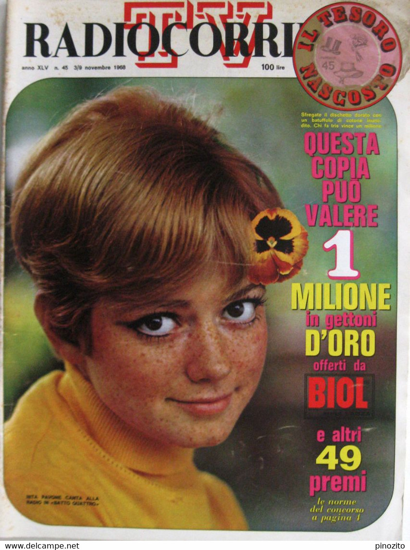 RADIOCORRIERE TV 45 1968 Rita Pavone Carmen Villani Catherine Spaak Jacques Tati Otto Klemperer Elisabetta Vedres - Televisione