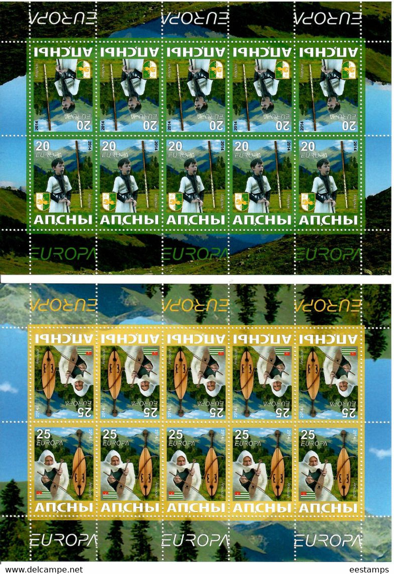 Abkhazia . EUROPA CEPT 2014. Musical Instruments. 2 M/S Of 10 - 2014