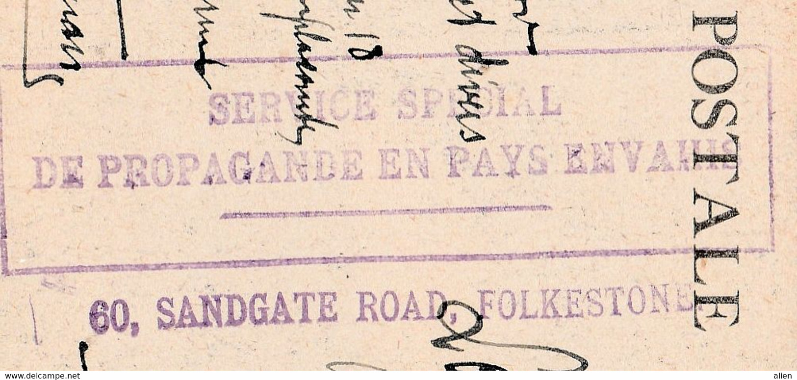 Kaart BLP 5 Met RR "Service Spécial De Propagande En Pays Envahis/ 60, Sandgate Road Folkestone" - Army: Belgium