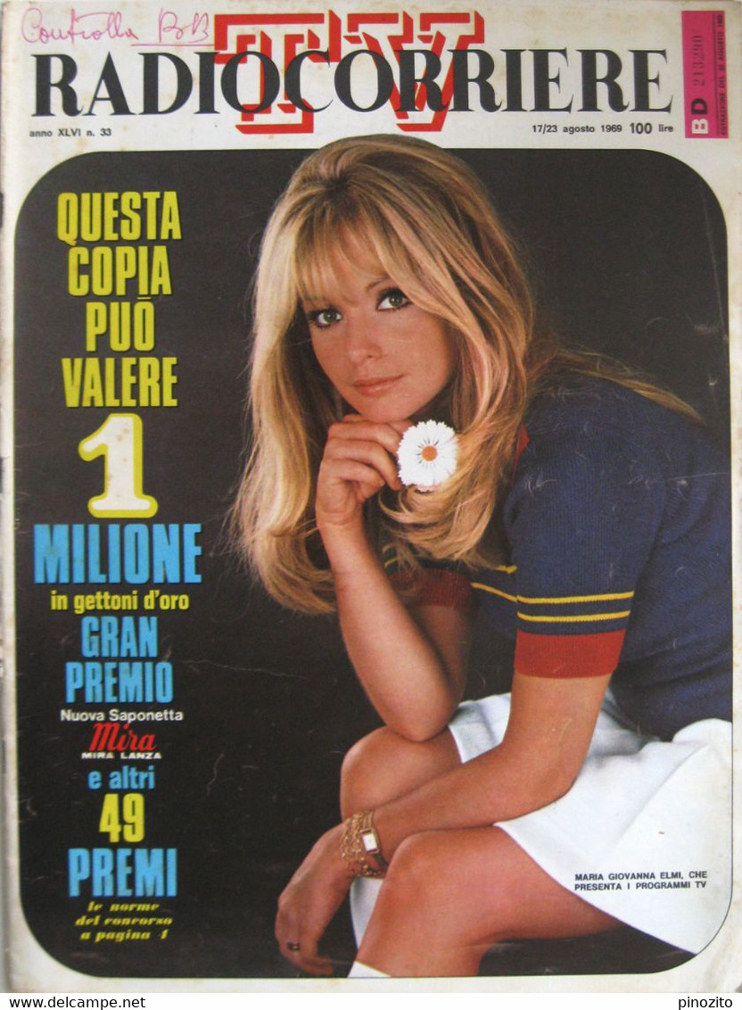 RADIOCORRIERE TV 33 1969 Maria Giovanna Elmi Felice Andreasi Daniela Nobili Uto Ughi Maurizio Ancidoni - Televisione