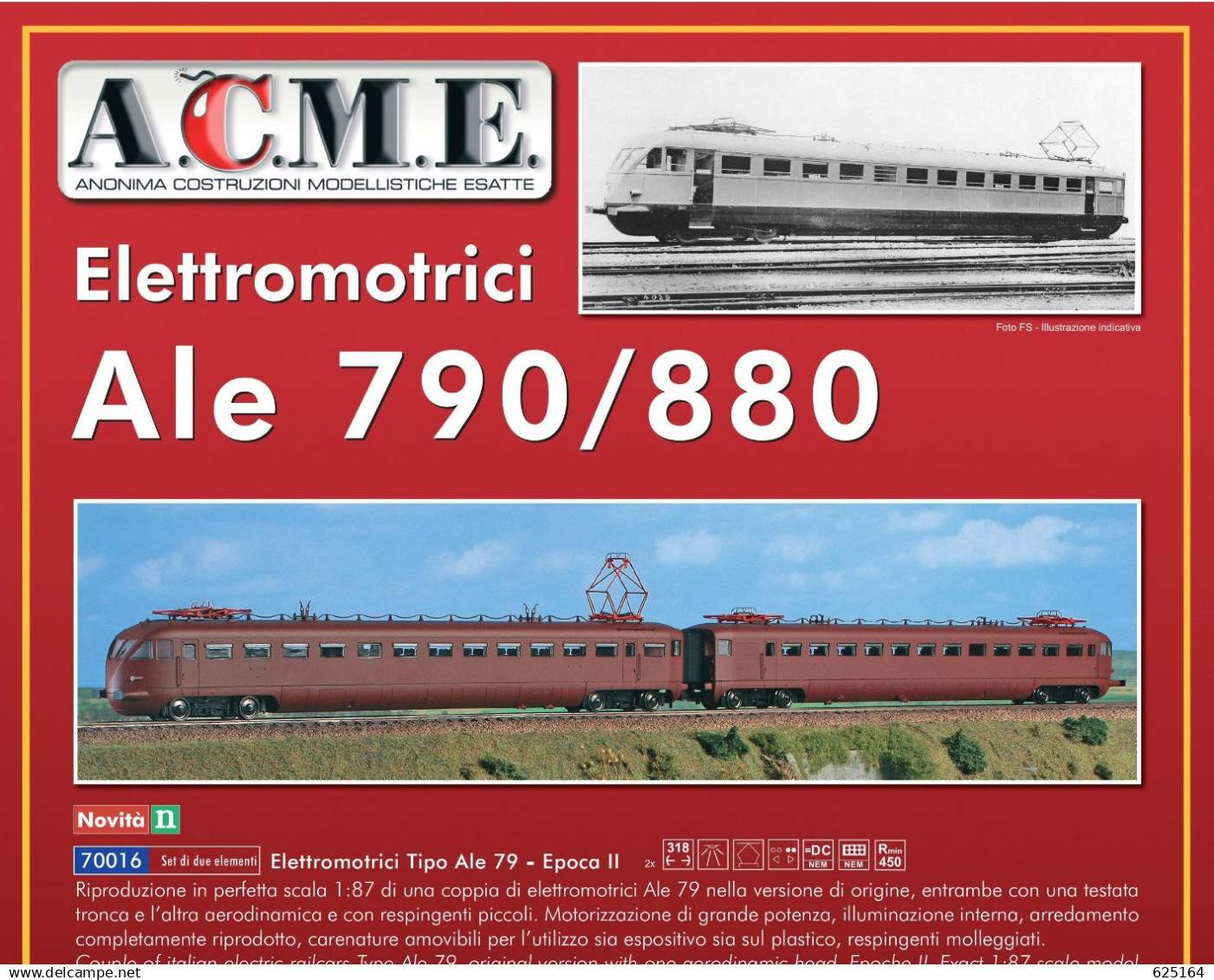 Catalogue ACME 2010 Foglio Informativo Ale 790/880 Loco Elettriche AC NEM 3 Rotaie ( MÄRKLIN) - En Italien Et Anglais - Inglese