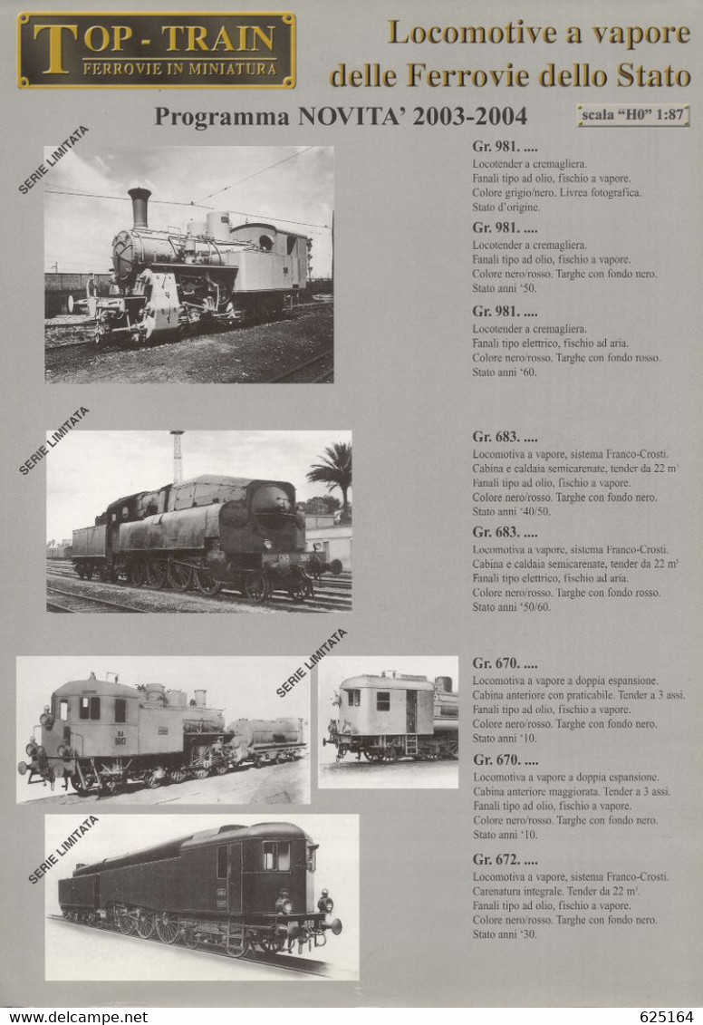 Catalogue TOP-TRAIN 2003-2004 Novità Foglio Informativo Locomotive A Vapore FS - En Italien - Sin Clasificación