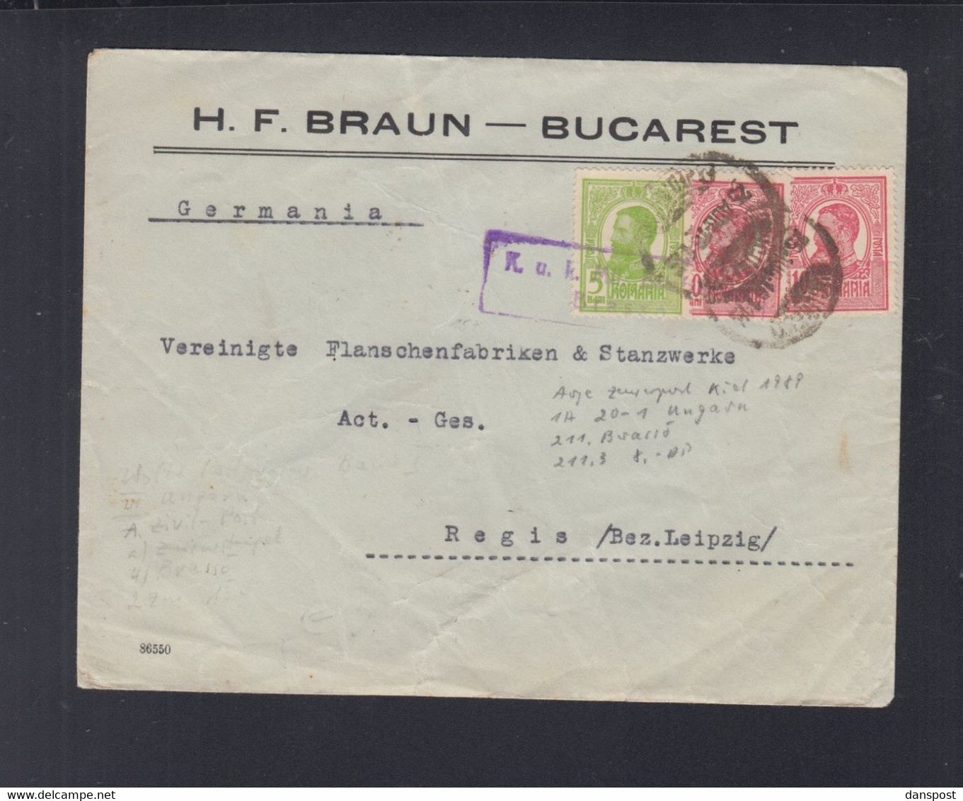 Rumänien Romania Brief 1916 Bucuresti KuK Zensur Nach Deutschland - World War 1 Letters