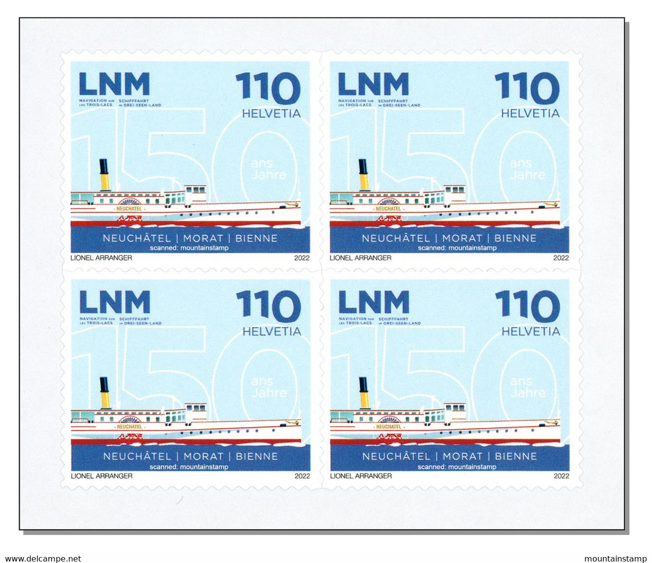 Switzerland 2022 (2/2022) 150 Years LNM Schaufelraddampfer - Bateau à Roues à Aubes - Ship Steam Boat - Dampfschiff MNH - Nuovi