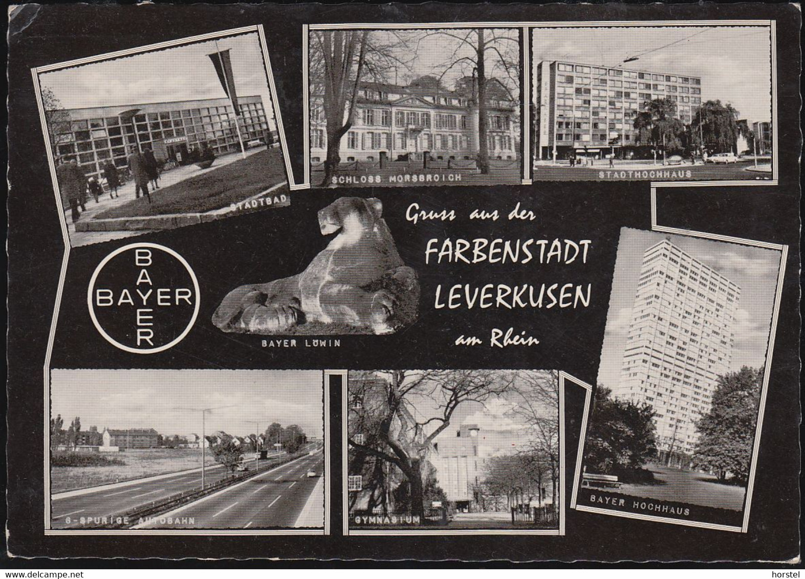 D-51373 Leverkusen - Alte Ansichten - Stadtbad - Stadthochhaus - Gymnasium - Autobahn - Bayer ( 60er Jahre)  Nice Stamp - Leverkusen