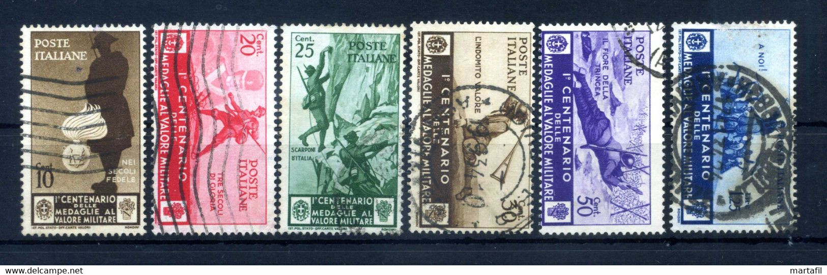 1934 REGNO N.366 + 368/371 + 373 USATI - Gebraucht