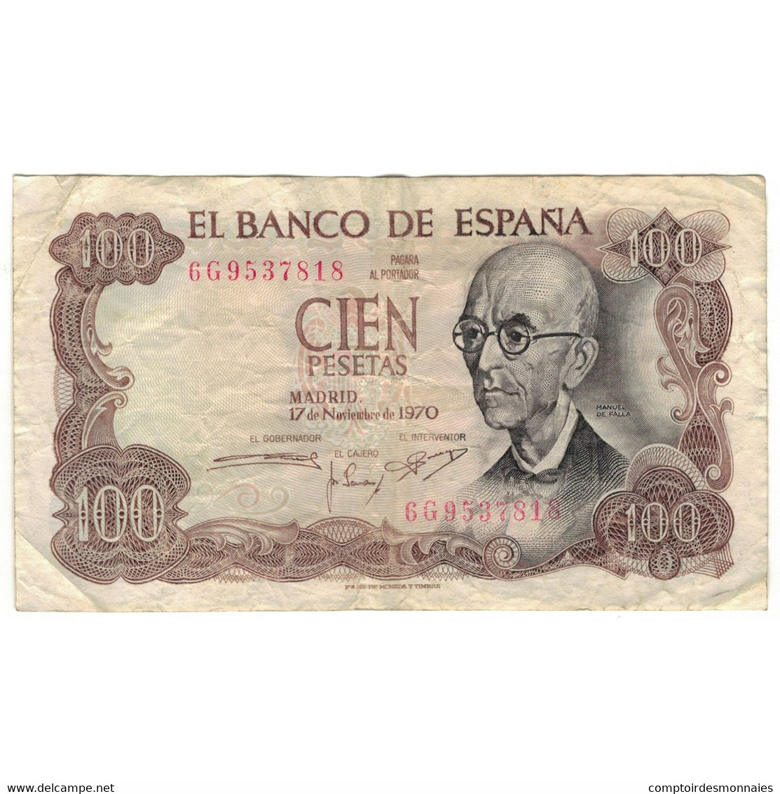 Billet, Espagne, 100 Pesetas, 1970, 1970-11-17, KM:152a, TB - 1-2 Pesetas