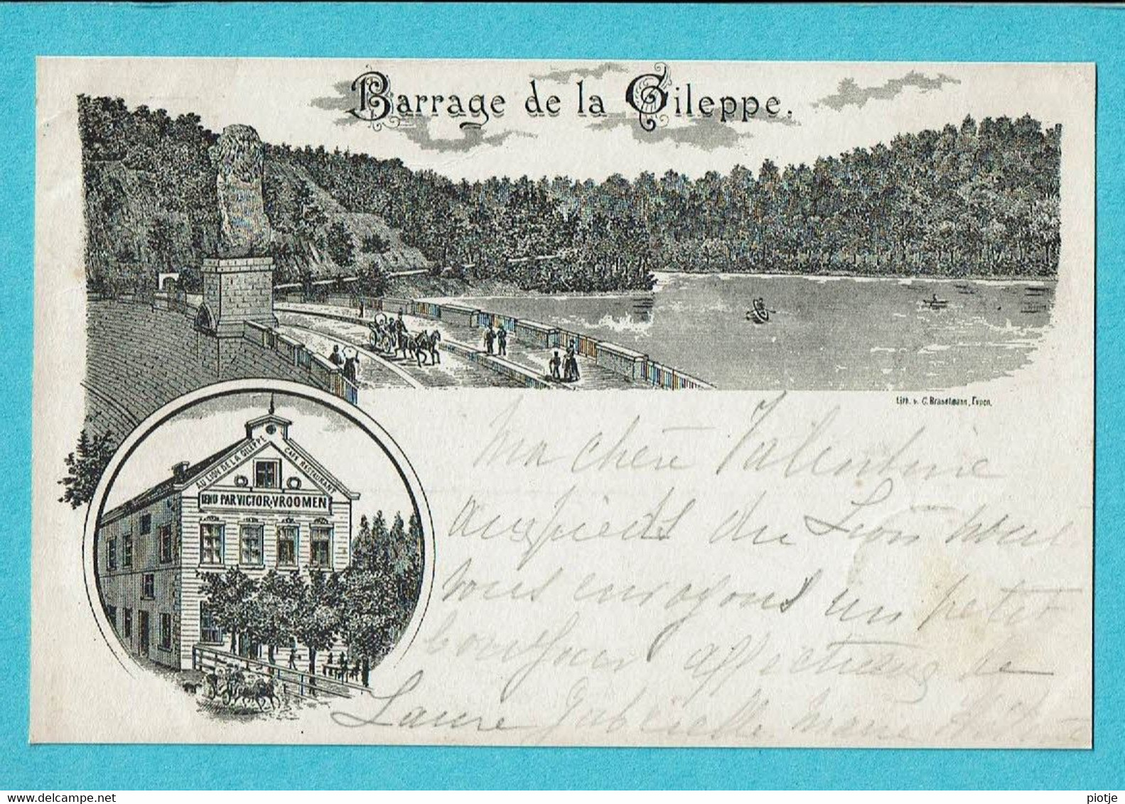 * Gileppe (Liège - Luik - La Wallonie) * (Lith. V. G. Braselmann Eupen) Barrage De La Gileppe, Stuwdam, Victor Vroomen - Gileppe (Stuwdam)