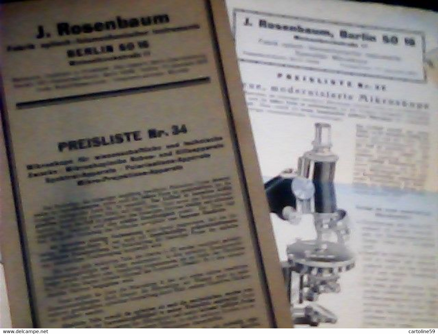 LIBRETTO MICROSCOPIO ROSENBAUM BERLIN FABRIK OPTISCH MIKROSKOP PREISLISTELETTER 1932 IQ8312 - Catalogues