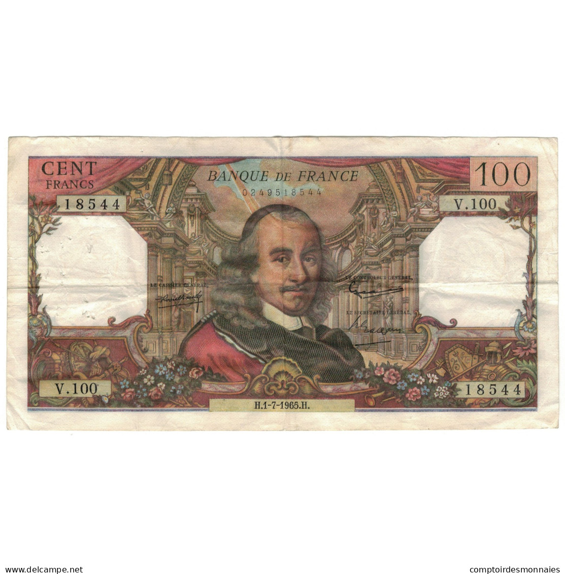 France, 100 Francs, Corneille, 1965, V.100, TB+, Fayette:65.08, KM:149a - 100 F 1964-1979 ''Corneille''