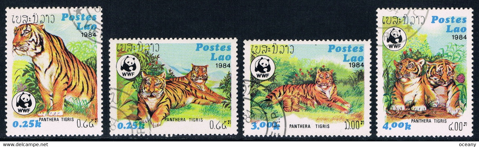 Laos - WWF : Tigre 521/524 (année 1984) Oblit. - Oblitérés