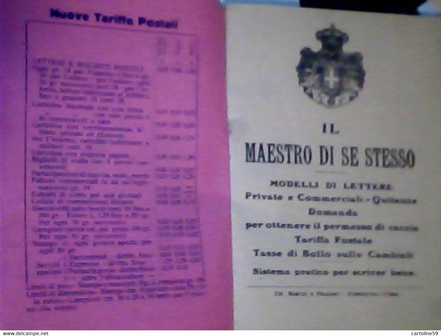 LIBRETTO IL MAESTRO DI SE STESSO BASI X SCRIVERE  LETTERE DOMANDE MODULI QUIETANZE ECC TARIFFE POSTALI 1935 IQ8314 - Société, Politique, économie