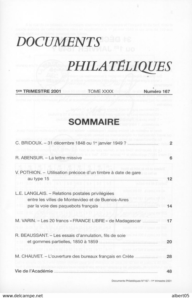 Revue De L'Académie De Philatélie - Documents Philatéliques N° 167 - Avec Sommaire - Filatelia E Historia De Correos