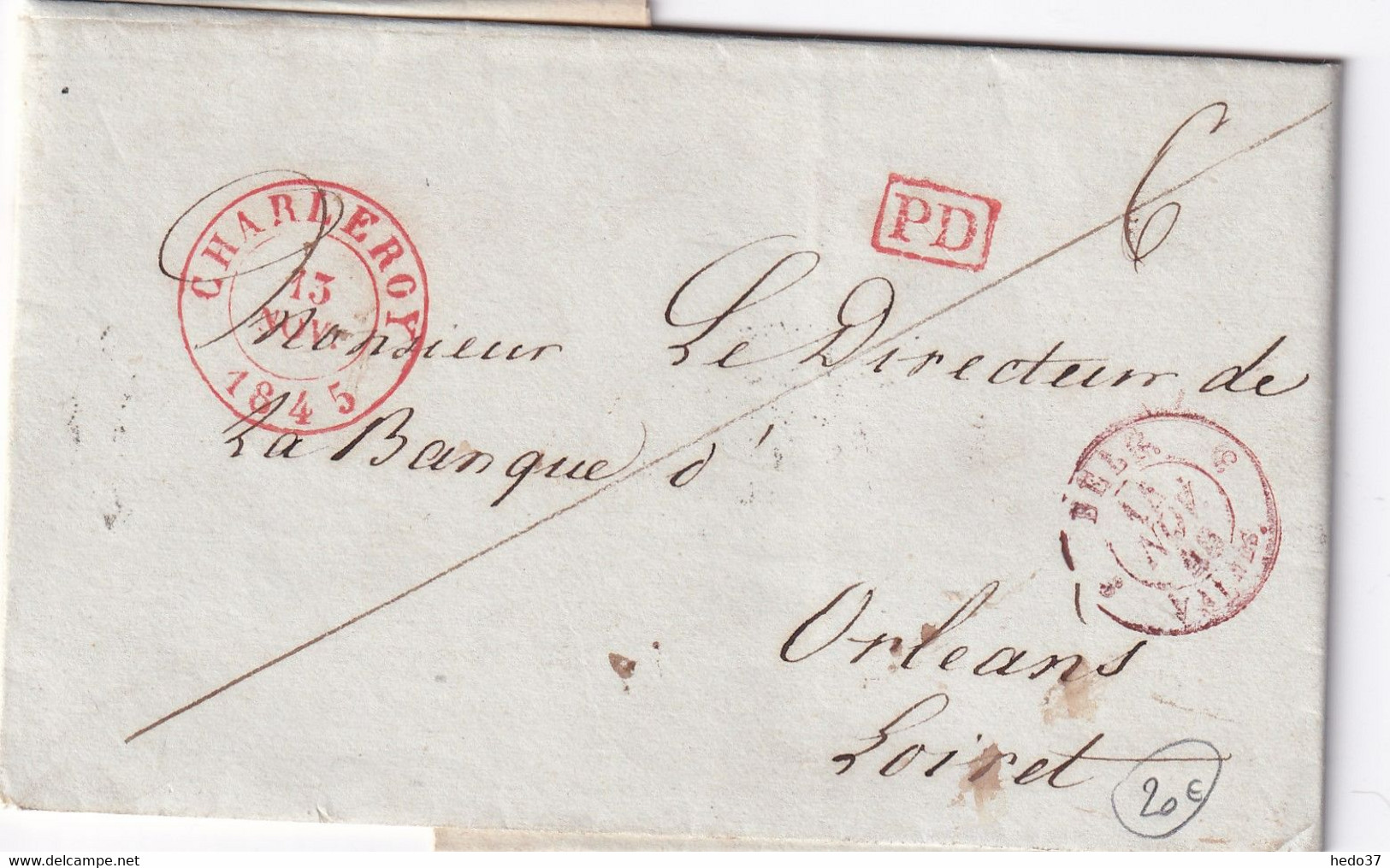 Belgique Marque Postale - Charleroy 1845 - 1830-1849 (Independent Belgium)