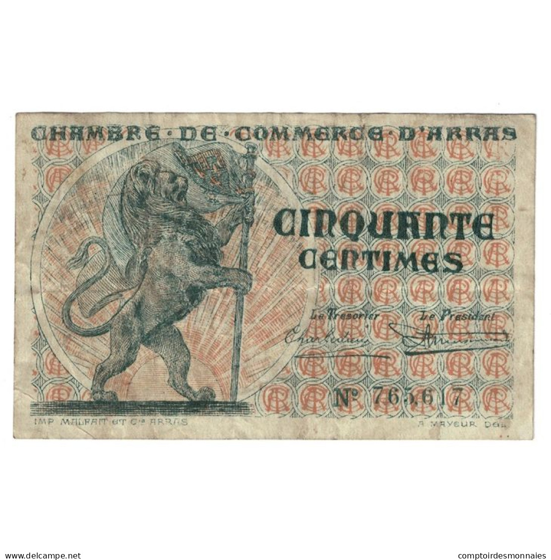 France, Arras, 50 Centimes, 1918-1925, TB, Pirot:13-4 - Chambre De Commerce