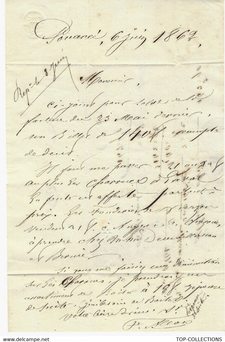 1862 LAC  SUPERBE TIMBRE EMPIRE BELLE DECOUPE OBLITERATION Pouancé Maine & Loire La Gravelle Près Laval Mayenne - 1849-1876: Klassik