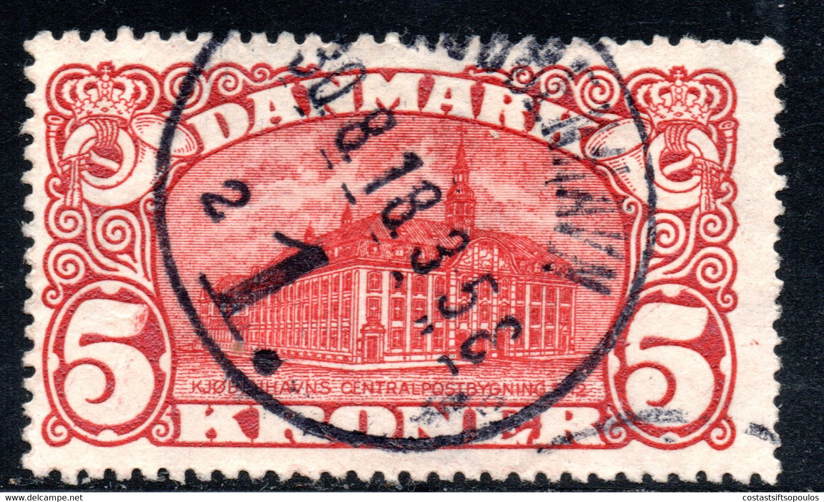 821.DENMARK.1915 GENERAL POST OFFICE 5 KR.MI.81,SC.135 - Gebraucht