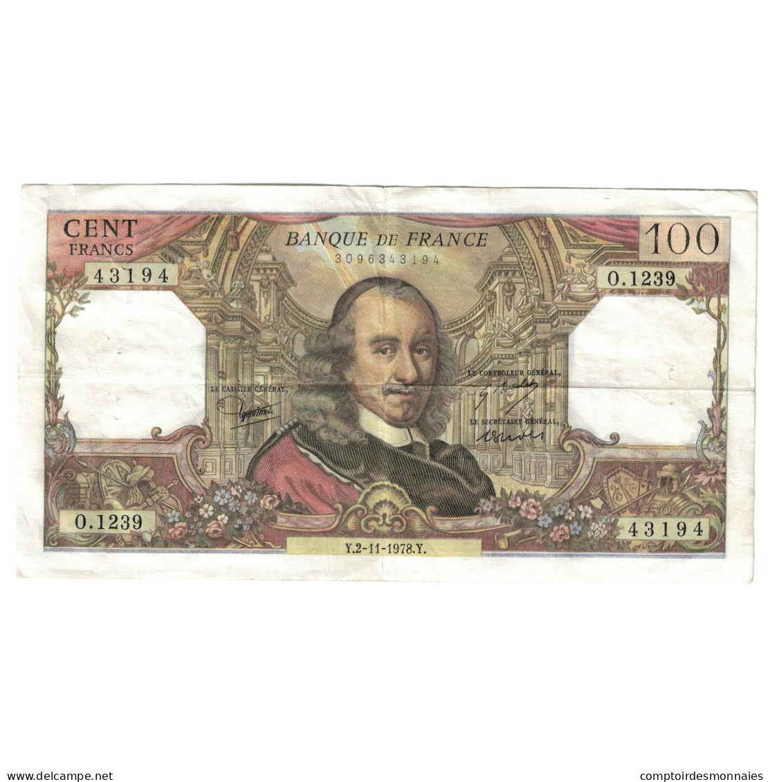 France, 100 Francs, Corneille, 1978, O.1239, TTB, Fayette:65.64, KM:149f - 100 F 1964-1979 ''Corneille''