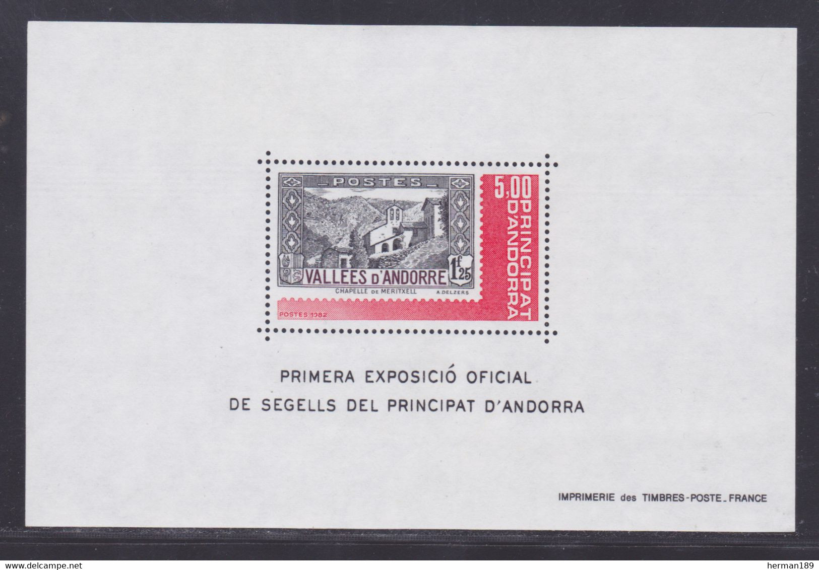 ANDORRE BLOC N°    1 ** MNH Neuf Sans Charnière, TB (CLR265) Exposition Officielle Des Timbres-poste Andorrans - 1982 - Blocchi & Foglietti