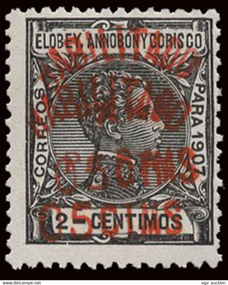 Elobey/Annobón - Edi * 50Bhh - 1908 - 05cst S. 2cts. Negro - Habilitación Doble - Elobey, Annobon & Corisco