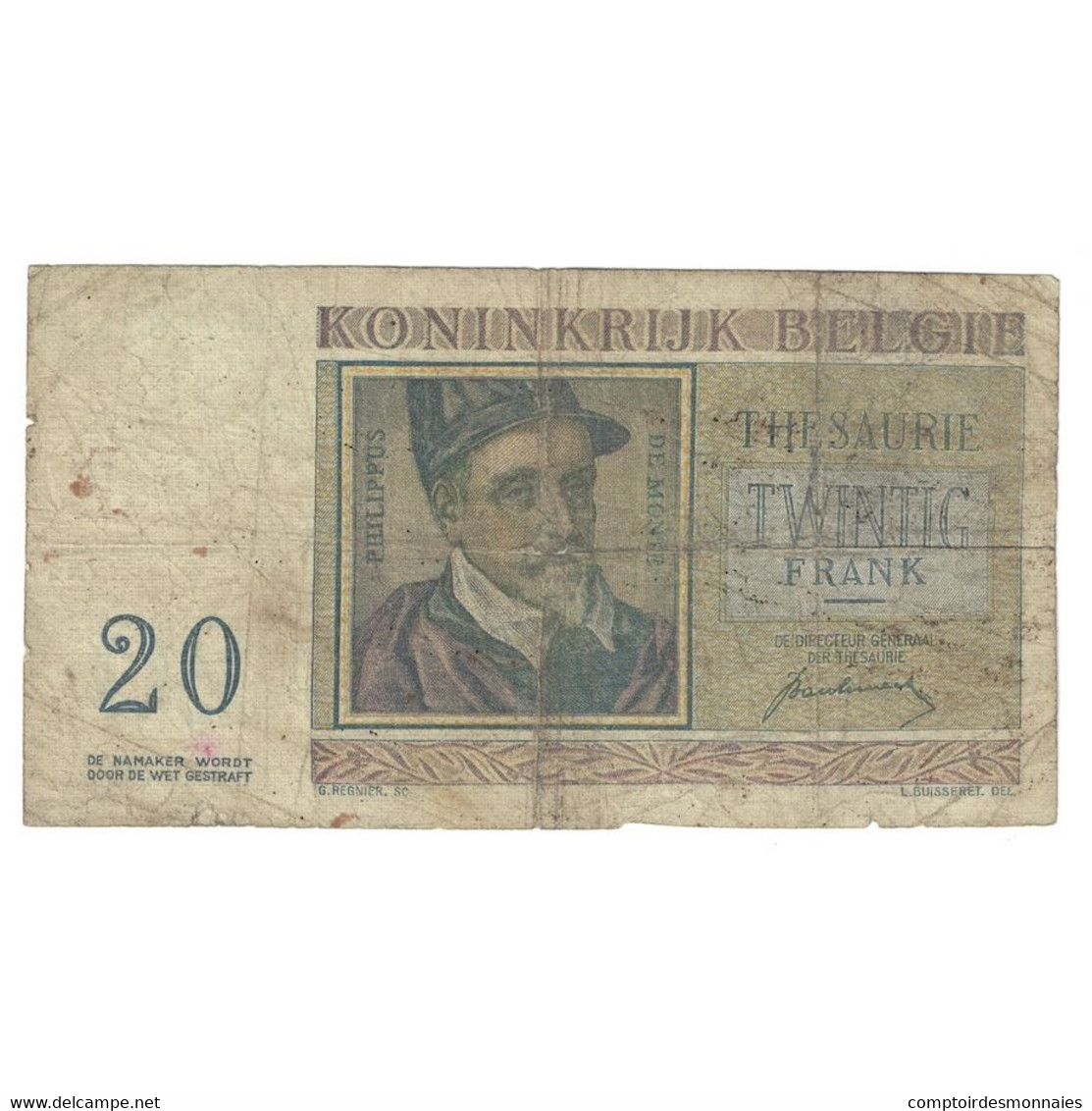 Billet, Belgique, 20 Francs, 1950, 1950-07-01, KM:132b, B+ - 20 Francs