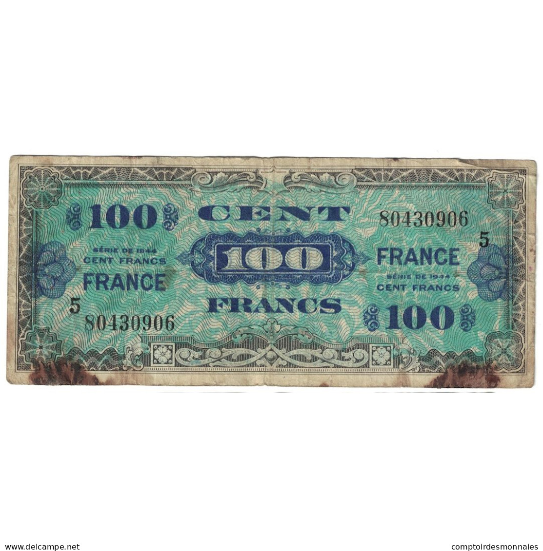 France, 100 Francs, 1945 Verso France, 1945, Série 5, B+, Fayette:VF25.5 - 1945 Verso France