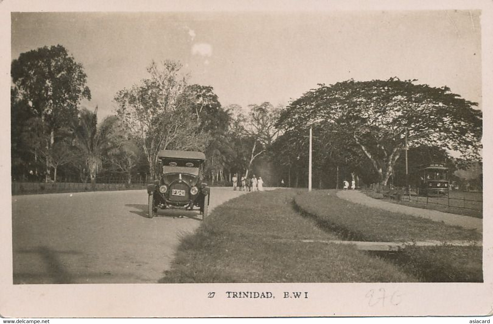 Real Photo Trinidad Car And Tram No 6  Tramway B.W.I. - Trinidad