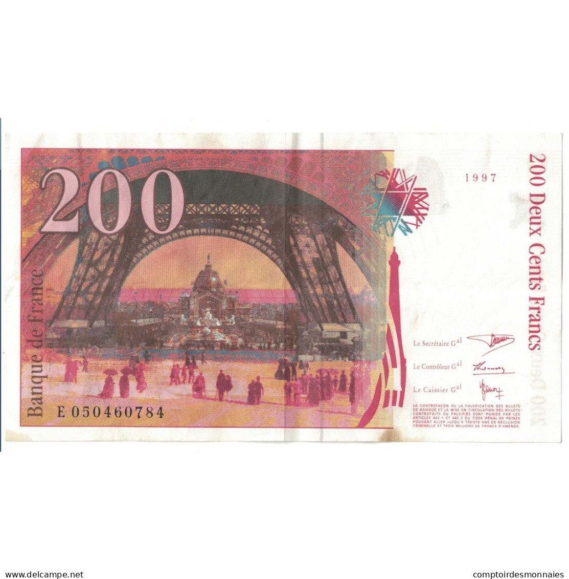 France, 200 Francs, Eiffel, 1997, E.050460784, TTB, Fayette:75.4b, KM:159b - 200 F 1995-1999 ''Eiffel''