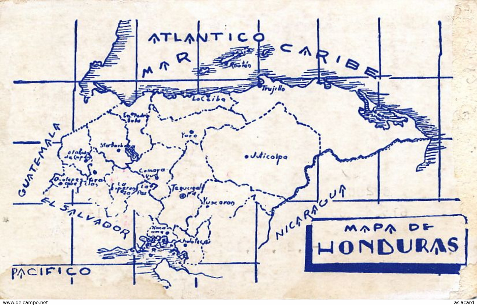 QSL Card Radio Amateur HR4WH Choluteca  Mapa Honduras Map Carte Geographique 1956 - Honduras