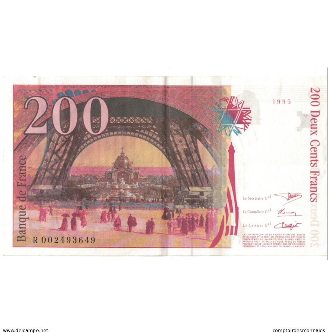 France, 200 Francs, Eiffel, 1995, R.002493649, SUP, Fayette:75.01, KM:159a - 200 F 1995-1999 ''Eiffel''