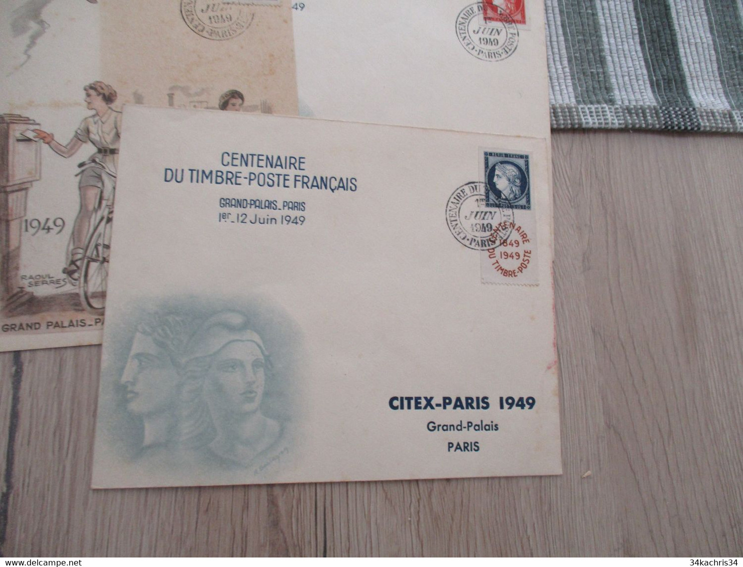 France 3 Enveloppes + 1 Carte Maximum Centenaire Du Timbre Poste Français 1949 - Covers & Documents