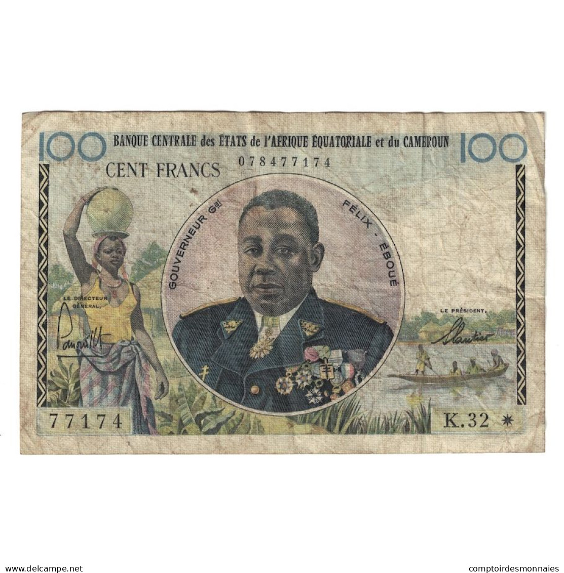 Billet, États De L'Afrique équatoriale, 100 Francs, Undated (1961-62), KM:1e - Cameroun