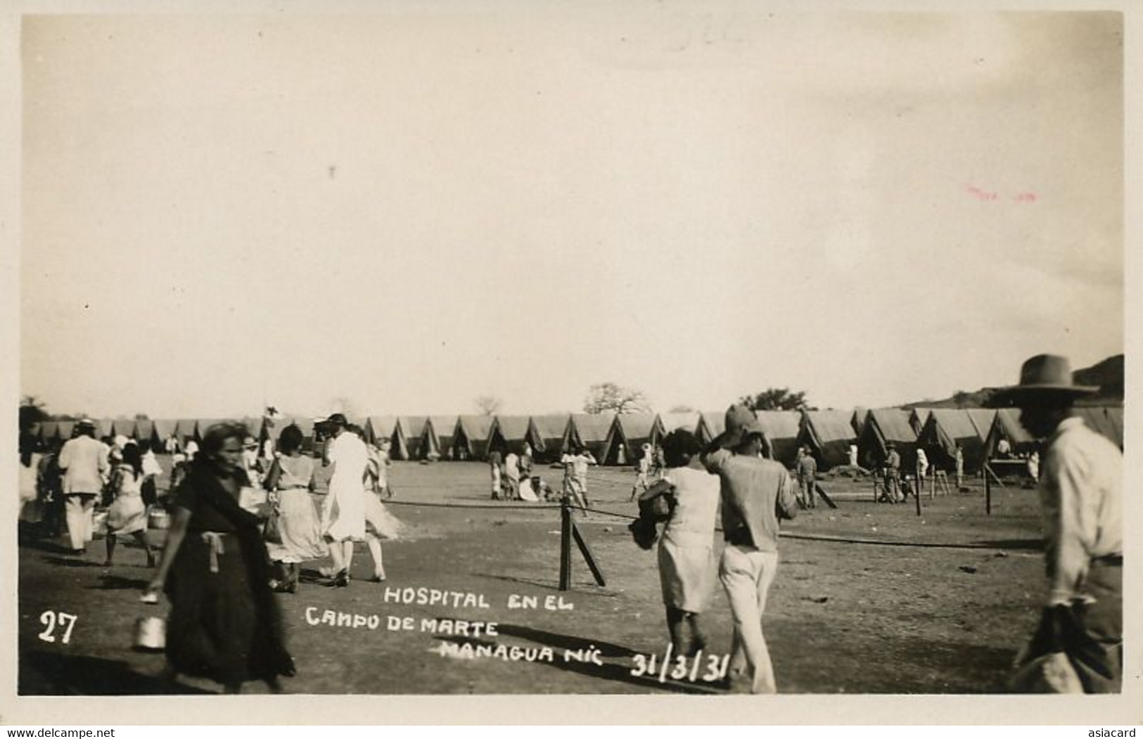 Real Photo Managua Earthquake  March 31 , 1931 Hospital En El Campo De Marte Melendez Studio Granada - Nicaragua