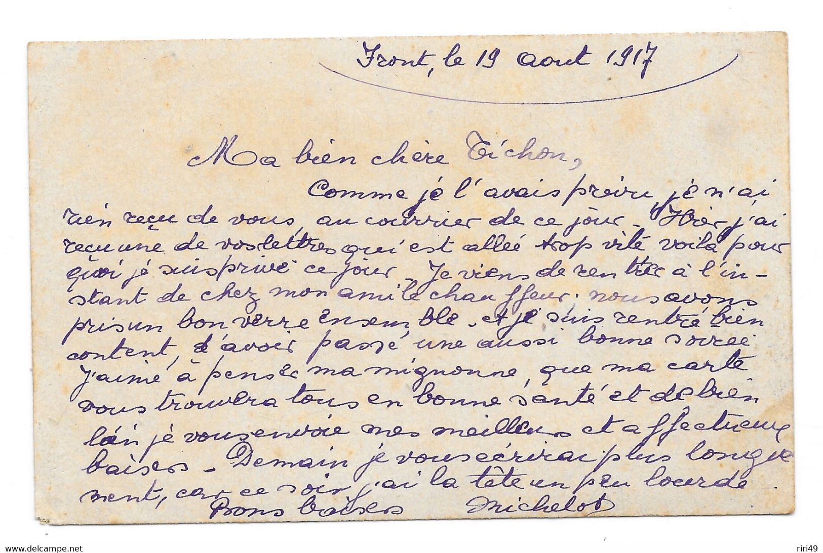 Carte  Fait Par Poilus, Militaire Au Front En1917, Belgique, Région Flamande, "Honneur Et Patrie" 2 Scannes, - Patriotic