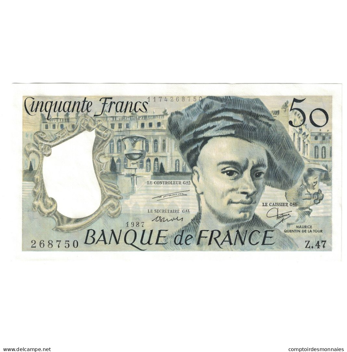 France, 50 Francs, Quentin De La Tour, 1987, Z.47, SPL+, Fayette:67.13, KM:152c - 50 F 1976-1992 ''Quentin De La Tour''