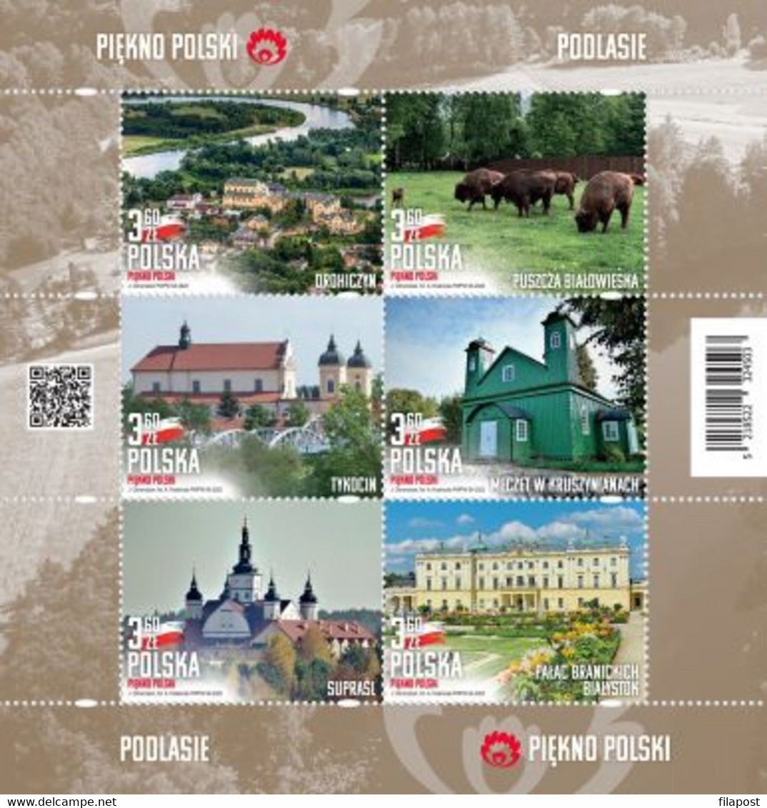 Poland 2022 / The Beauty Of Poland, National Park, Church, Mosque, Palace, Monastery / Full Sheet MNH** New!!! - Hojas Completas
