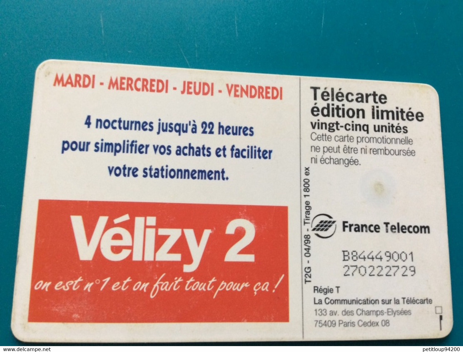 TELECARTE VELIZY 2  (Hn 55) - 25 Units