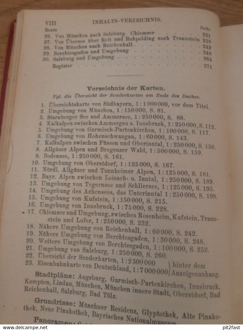 Baedekers Oberbayern , 1921, Reisehandbuch , Bayern , Reklame , Tegernsee , Berchtesgaden , Friedrichshafen , Immenstadt - Baviera