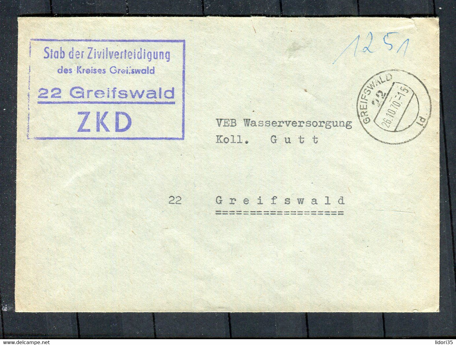 DDR / 1970 / ZKD-Brief Ex Stab Der Zivilverteidigung Greifswald (30120) - Other & Unclassified