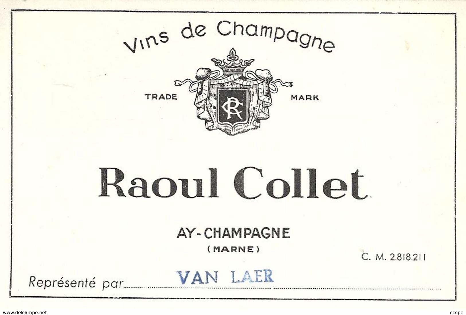 Carte Vins De Champagne Raoult Collet Ay-Champagne - Alcools