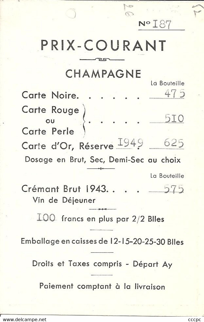 Carte Vins De Champagne Raoult Collet Ay-Champagne - Alcools