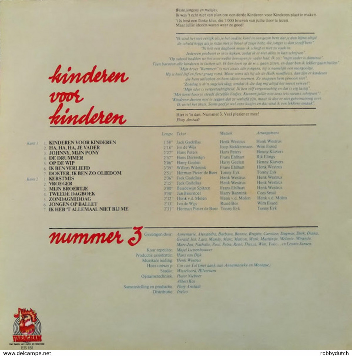 * LP *  KINDEREN VOOR KINDEREN 3 (Holland 1983) - Niños