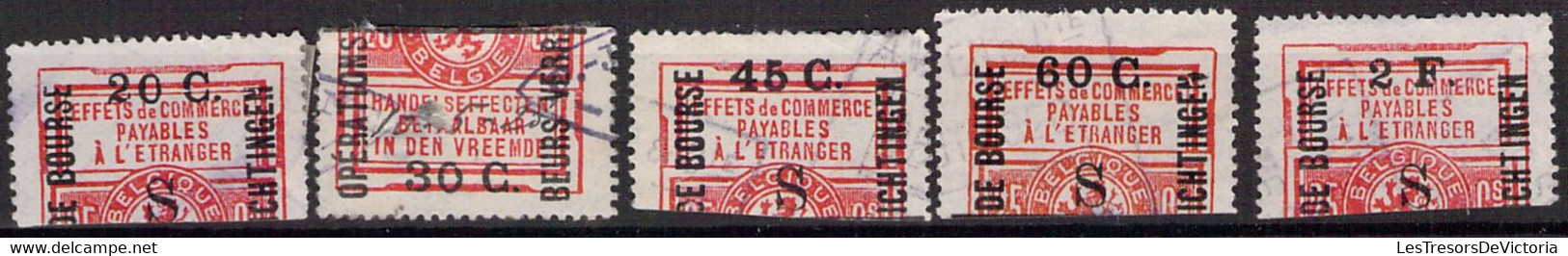 Belgique - Lot Timbres Fiscaux Bourse 1916 - Effets De Commerce Of 1912 Surcharged N°22/23/24/25/27 - Stamps